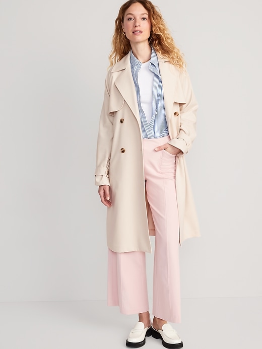 Image number 1 showing, Double-Breasted Tie-Belt Trench Coat