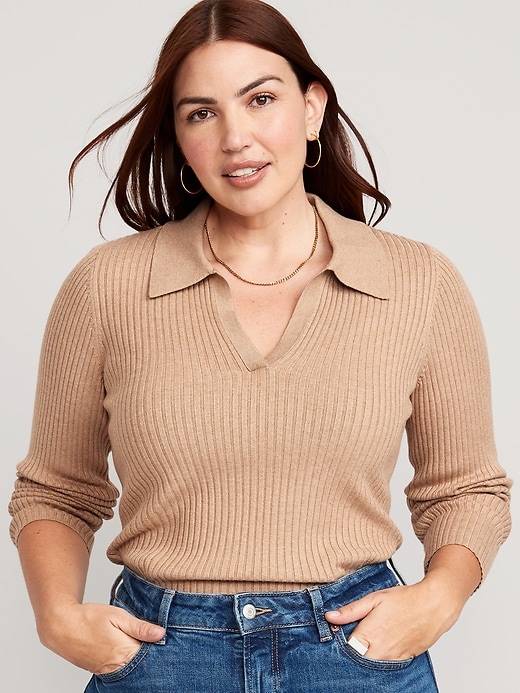Image number 4 showing, Rib-Knit Collared Sweater