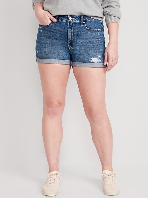 Image number 5 showing, High-Waisted OG Straight Ripped Jean Shorts -- 3-inch inseam