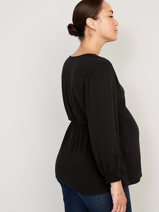 Image number 2 showing, Maternity Puff-Sleeve Babydoll Blouse