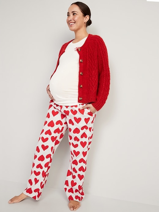 Image number 3 showing, Maternity Matching Printed Flannel Pajama Pants