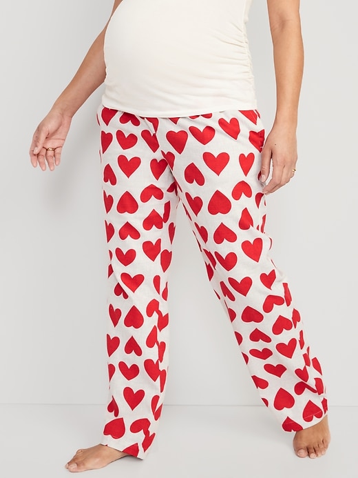 Image number 1 showing, Maternity Matching Printed Flannel Pajama Pants