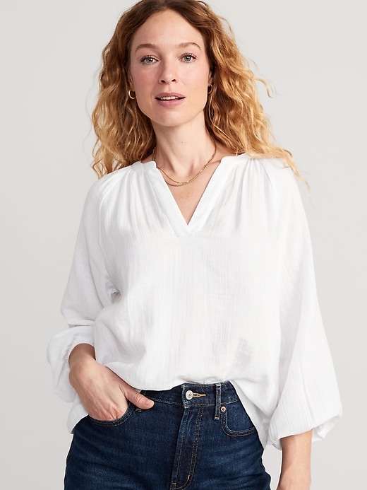 Split-Neck Blouse for Women | Old Navy