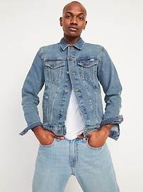 Distressed Built-In Flex Jean Jacket