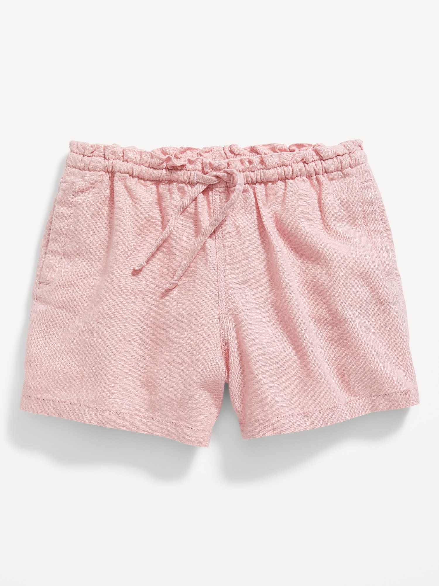 Old Navy Functional Drawstring Linen-Blend Pull-On Shorts for Toddler Girls pink. 1