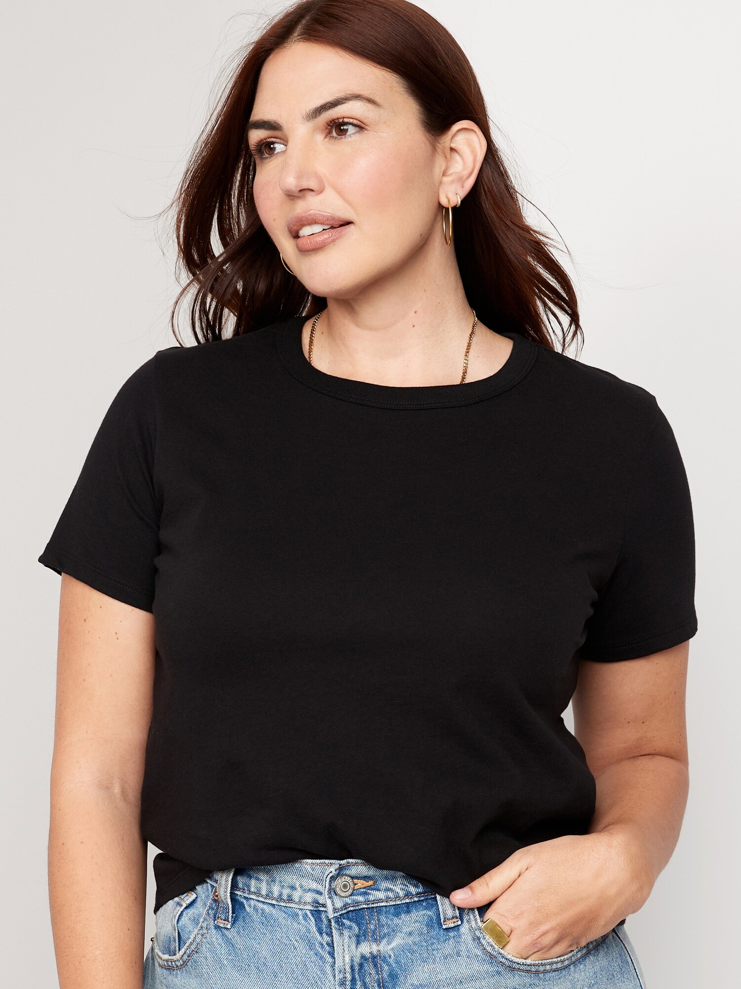 Женская футболка Old Navy EveryWear Crew-Neck, цвет: Чёрный — фото 5