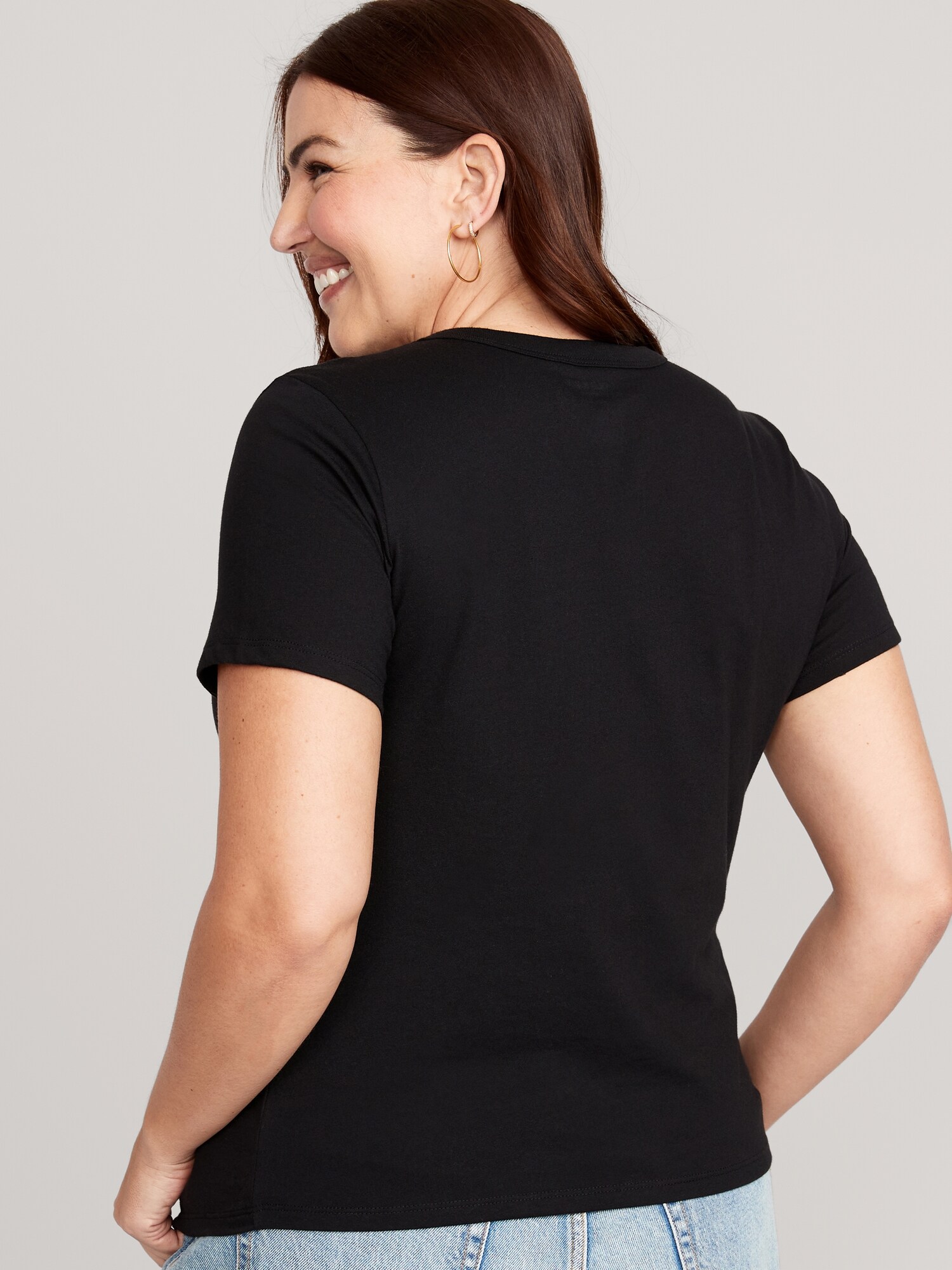 Женская футболка Old Navy EveryWear Crew-Neck, цвет: Чёрный — фото 6