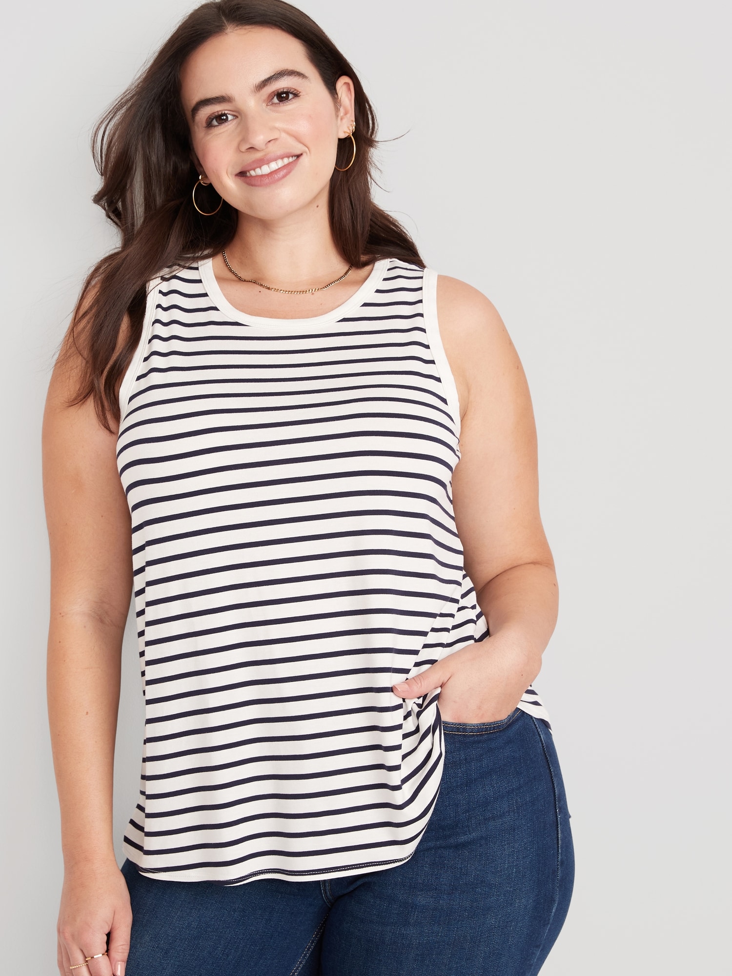 Old Navy Women's Luxe Jersey-Knit Sleeveless T-Shirt - White - Plus Size 3X