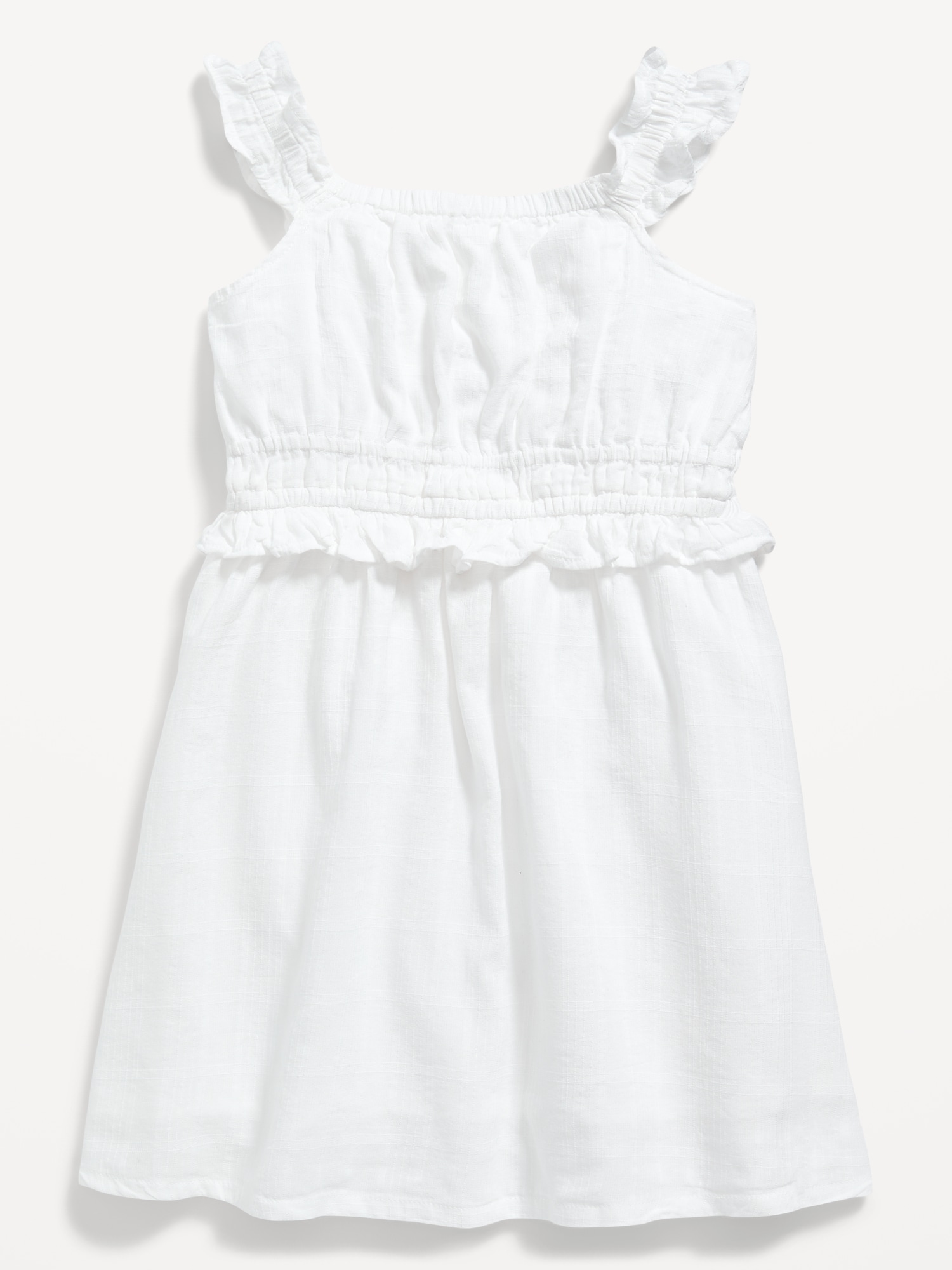 Old Navy Sleeveless Fit & Flare Ruffle-Trim Dress for Toddler Girls white. 1