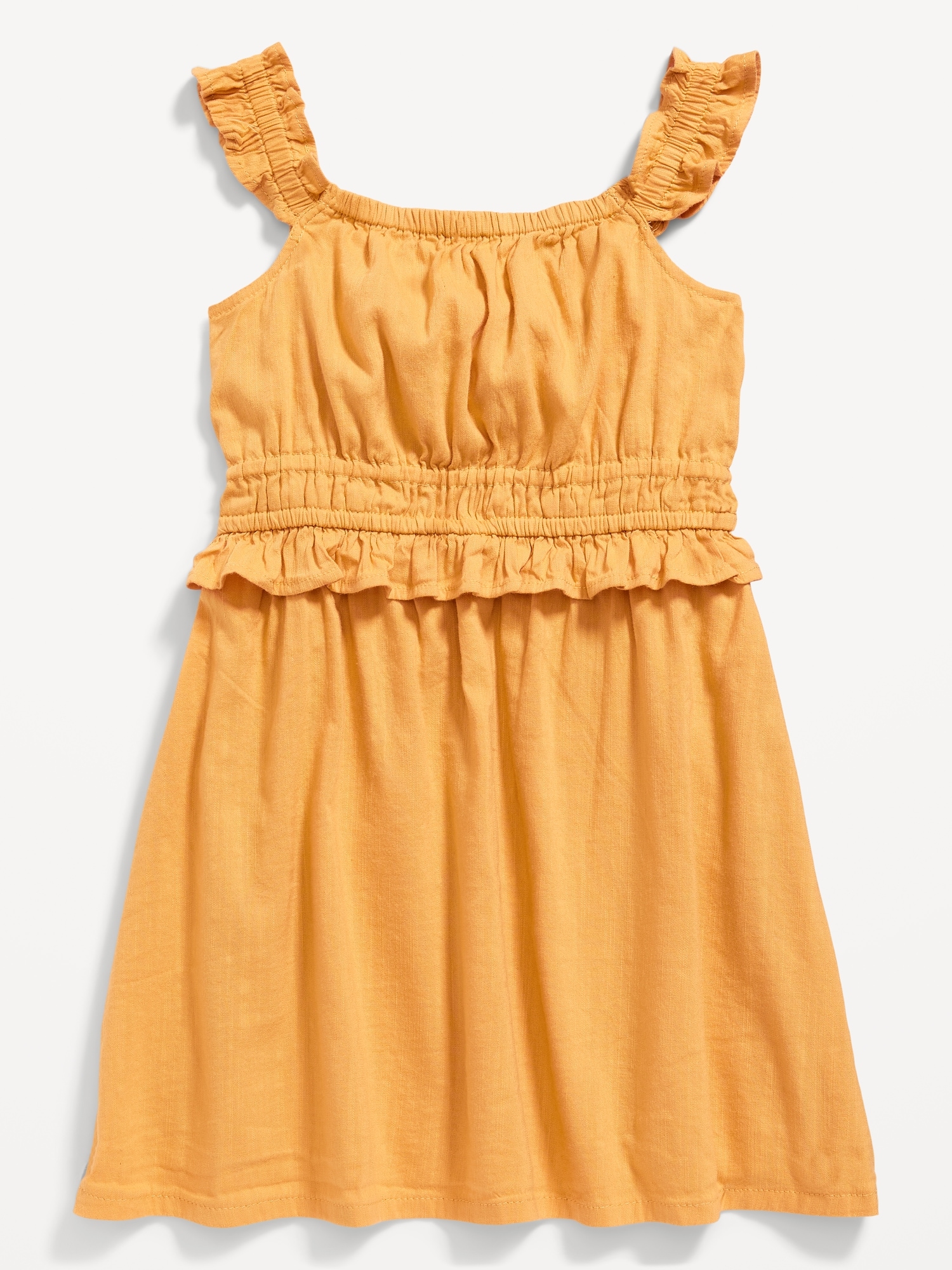 Old Navy Sleeveless Fit & Flare Ruffle-Trim Dress for Toddler Girls yellow. 1