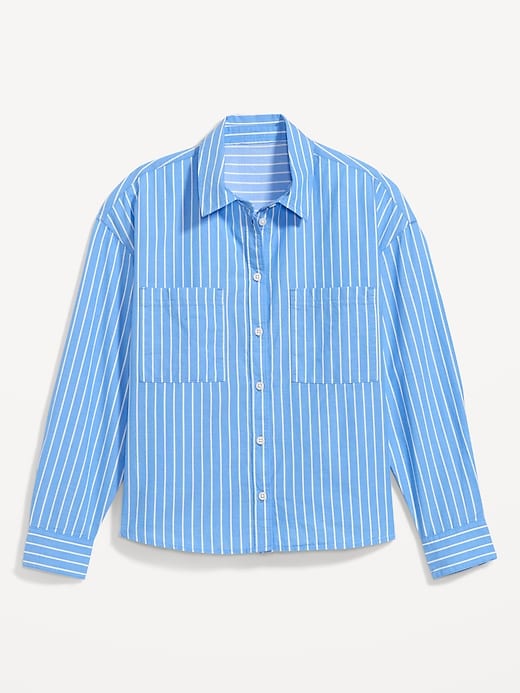 Image number 4 showing, Striped Cropped Utility Boyfriend Shirt