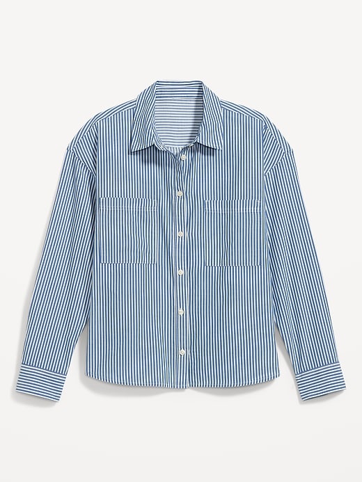 Image number 4 showing, Striped Cropped Utility Boyfriend Shirt