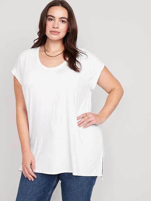 Luxe Voop-Neck Tunic T-Shirt for Women | Old Navy