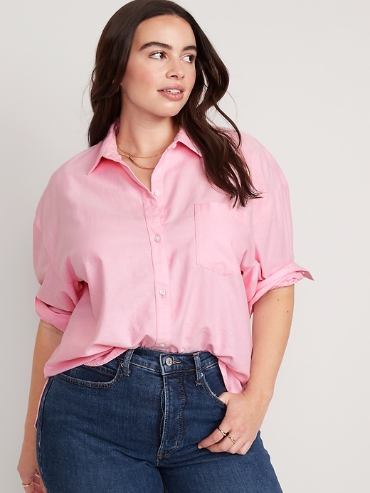 Image number 5 showing, Oversized Button-Down Boyfriend Shirt