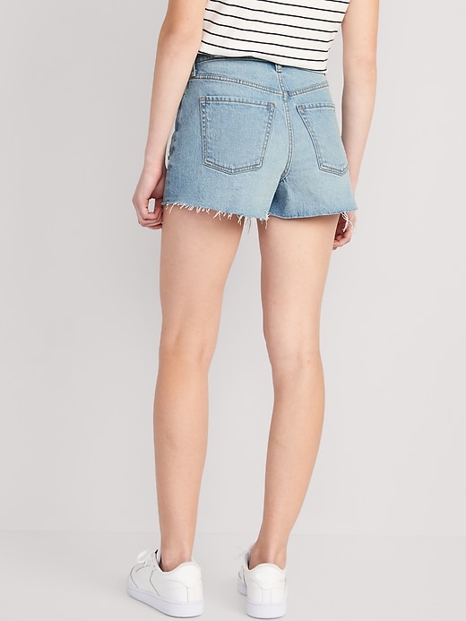 Image number 2 showing, Higher High-Waisted Button-Fly Sky-Hi A-Line Cut-Off Jean Shorts -- 3-inch inseam
