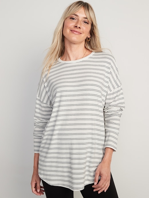 Old Navy Women's Luxe Oversized Striped Cropped T-Shirt - - Plus Size 3X