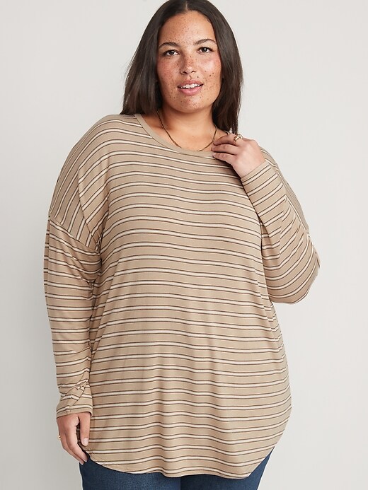 Image number 7 showing, Long-Sleeve Luxe Striped Tunic T-Shirt