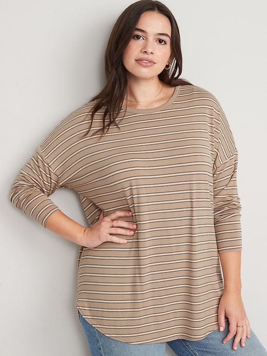 Image number 5 showing, Long-Sleeve Luxe Striped Tunic T-Shirt