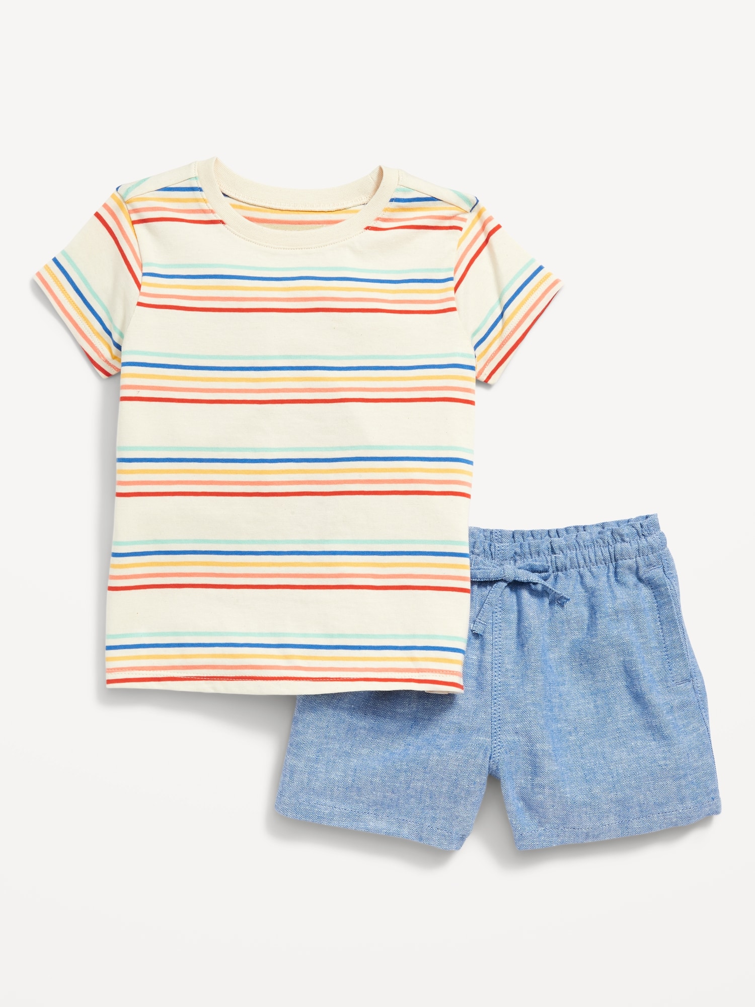 Printed Crew-Neck T-Shirt & Pull-On Shorts for Toddler Girls
