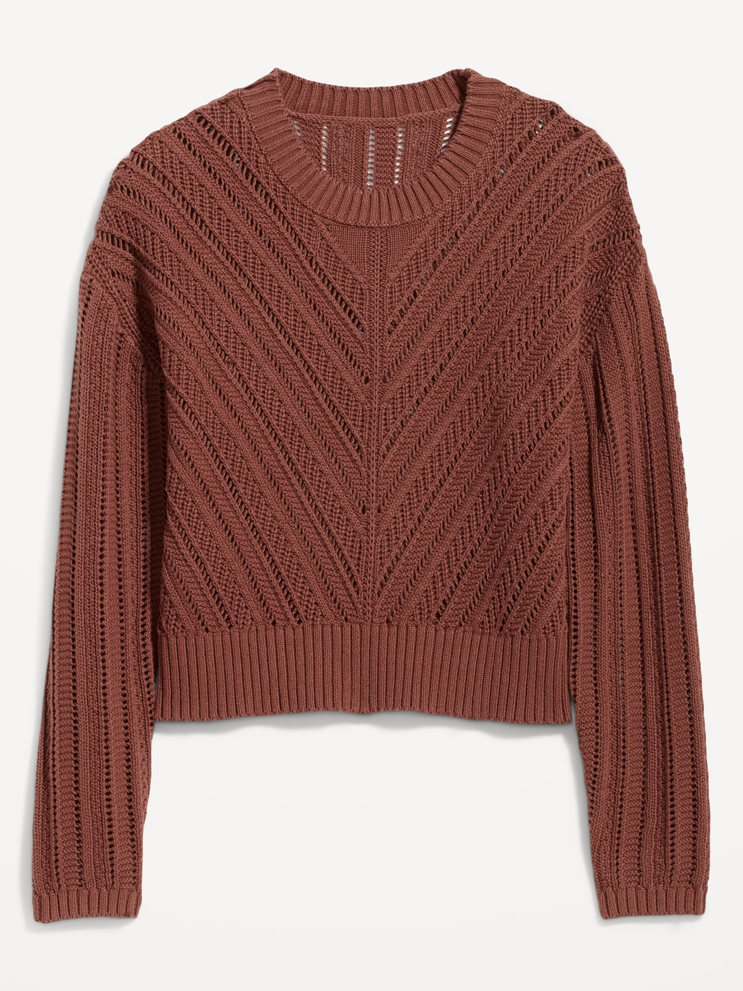 Cropped Chevron Open-Knit Sweater for Women | Old Navy