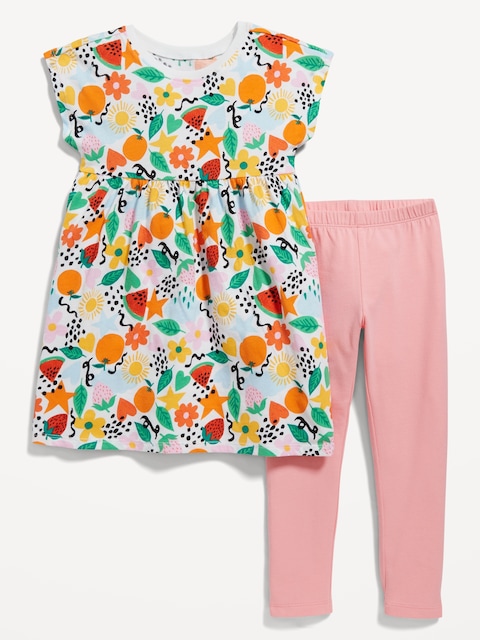 Short-Sleeve Dress & Leggings 2-Pack for Toddler Girls - Fruit Smoothie Pink