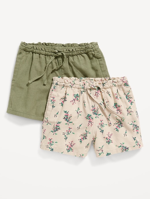View large product image 1 of 1. Linen-Blend Pull-On Shorts 2-Pack for Toddler Girls