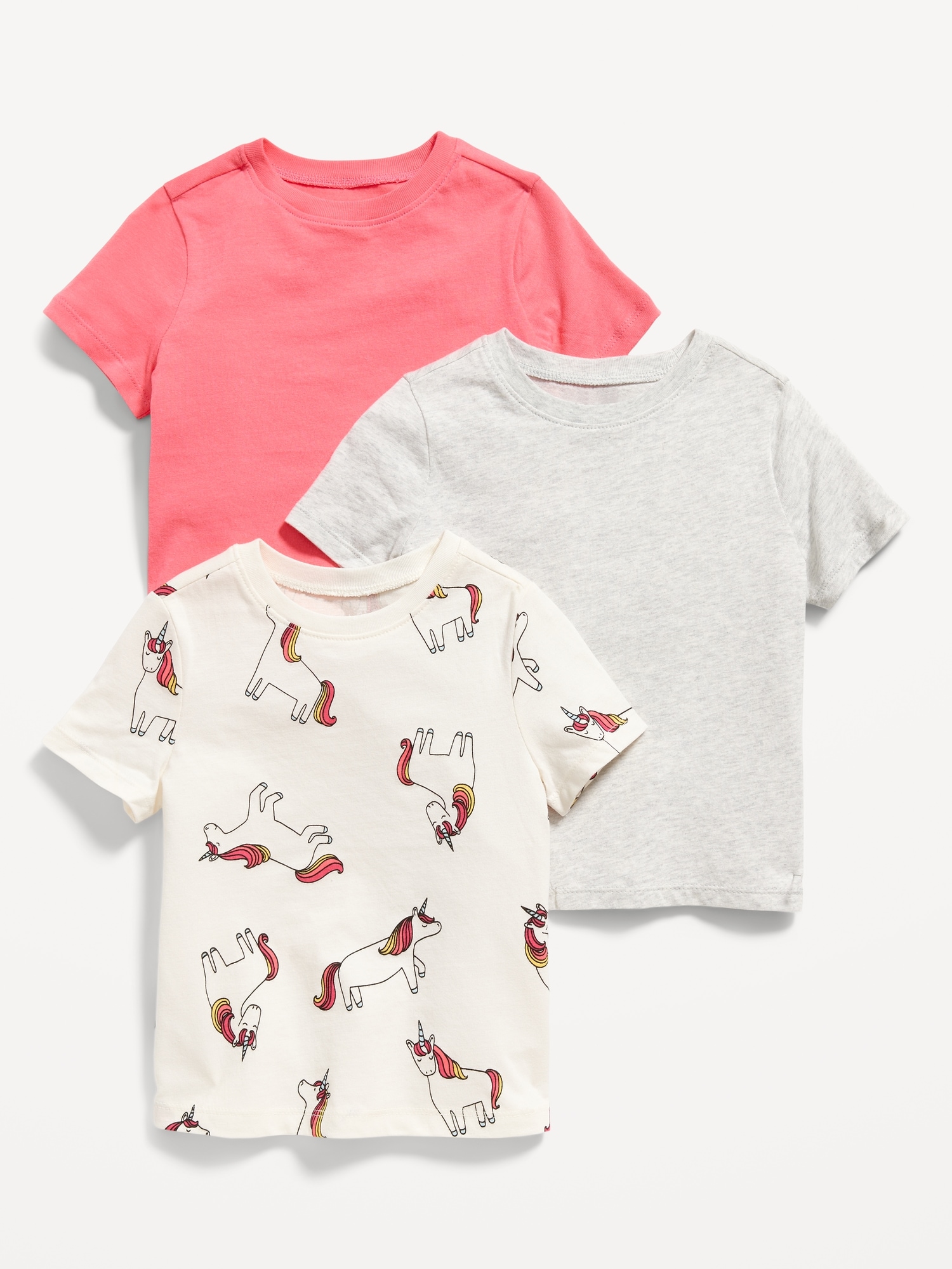 Old Navy Unisex 3-Pack Short-Sleeve T-Shirt for Toddler pink. 1