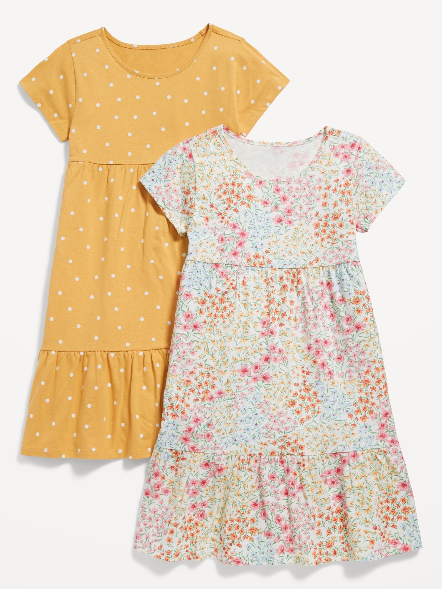 Old Navy Printed Jersey-Knit Swing Dress 2-Pack for Girls pink. 1