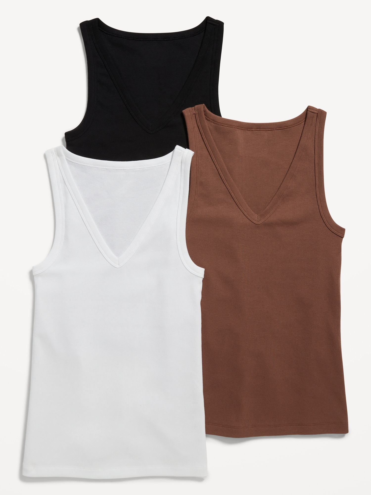Old Navy Slim-Fit First Layer Rib-Knit Tank Top 3-Pack for Women brown. 1
