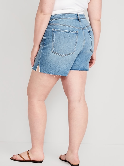 Image number 8 showing, High-Waisted Button-Fly OG Straight Ripped Side-Slit Jean Shorts -- 5-inch inseam