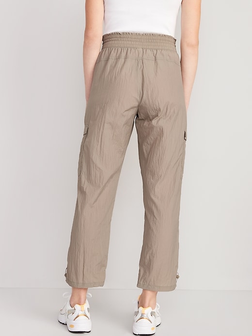 Image number 2 showing, High-Waisted Parachute Cargo Jogger Ankle Pants