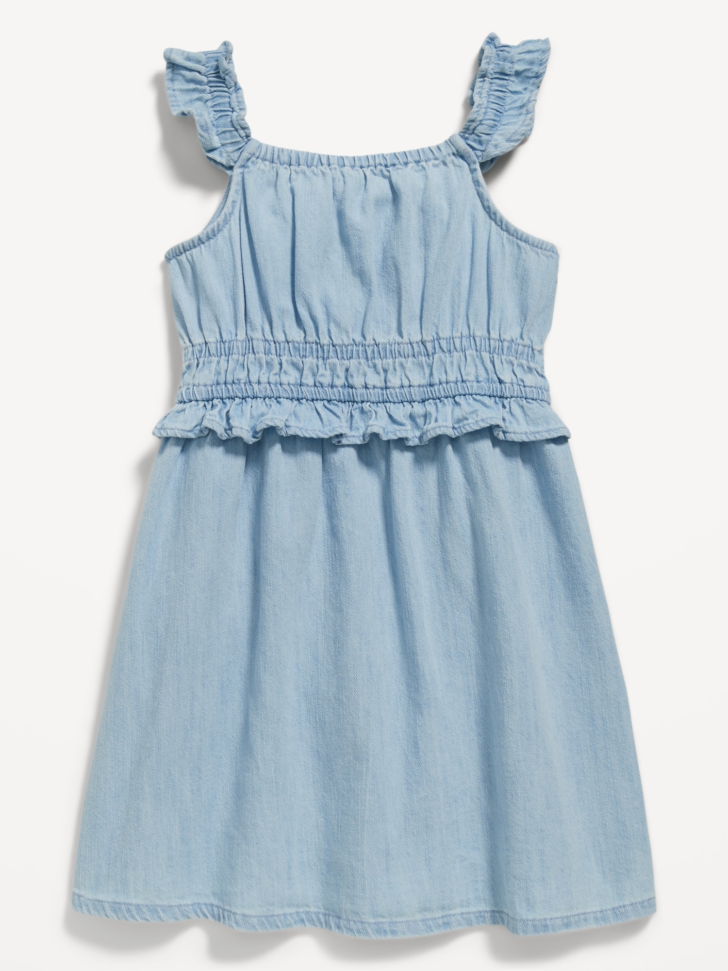 Sleeveless Chambray Fit & Flare Ruffle-Trim Dress for Toddler Girls ...