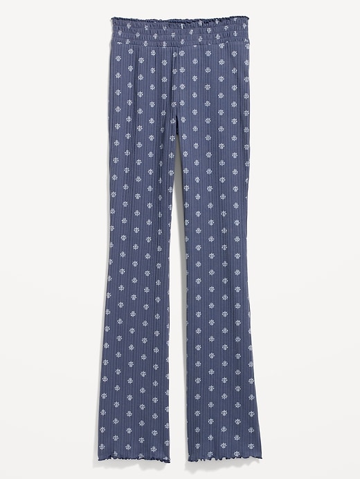 Image number 4 showing, High-Waisted Pointelle-Knit Boot-Cut Pajama Pants
