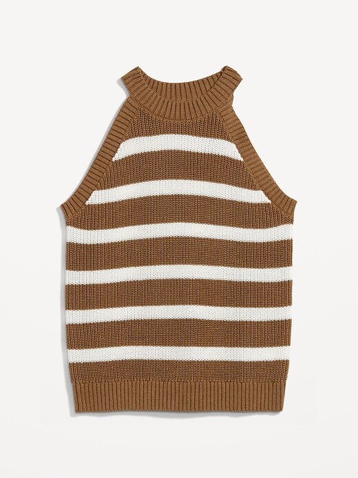 Image number 4 showing, Sleeveless Striped Shaker-Stitch Cropped Sweater