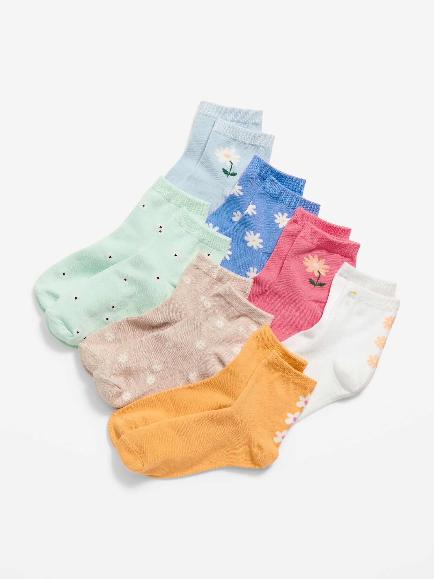 Old Navy Printed Crew Socks 7-Pack for Girls multi. 1