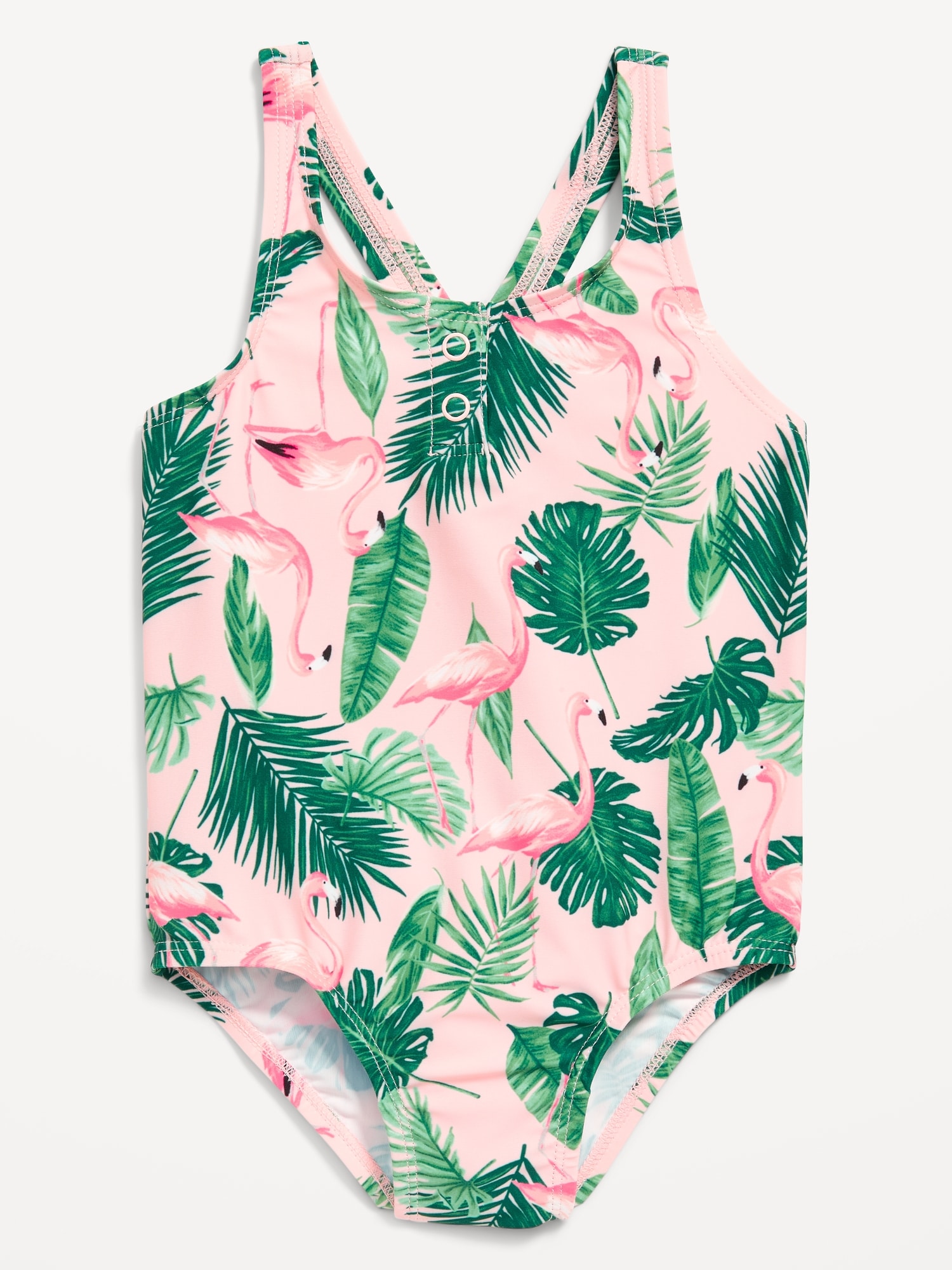 Old Navy Printed One-Piece Henley Swimsuit for Toddler Girls multi. 1