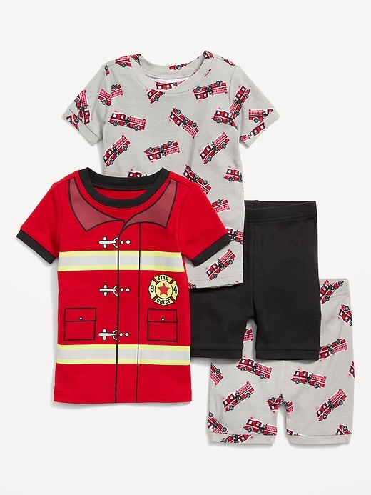 View large product image 1 of 1. Unisex 4-Piece Snug-Fit Graphic Pajama Set for Toddler & Baby