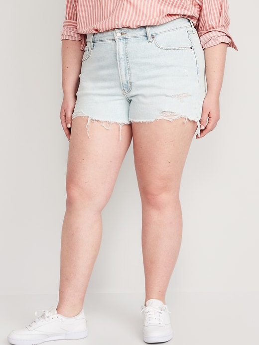 Image number 7 showing, High-Waisted OG Straight Ripped Jean Shorts -- 3-inch inseam