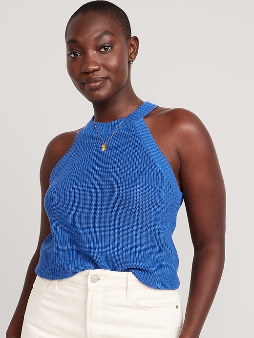 Sleeveless Cropped Shaker-Stitch Sweater | Old Navy