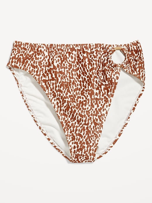 Image number 4 showing, Mid-Rise Printed O-Ring French-Cut Bikini Swim Bottoms