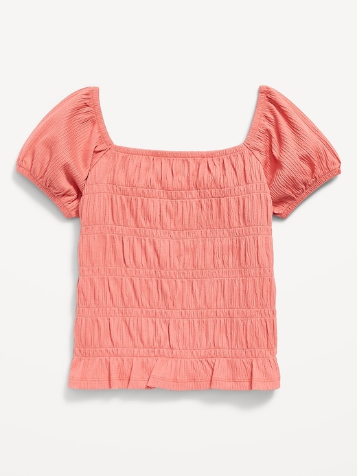 View large product image 2 of 3. Puckered-Jacquard Knit Smocked Top for Girls