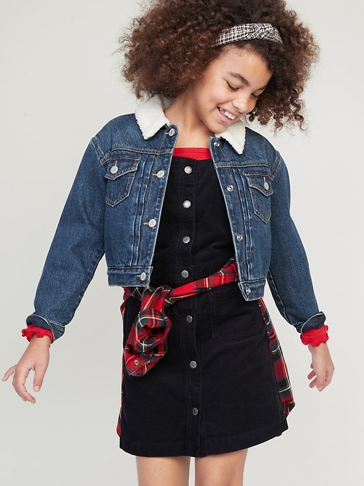 View large product image 1 of 3. Sherpa-Lined Jean Trucker Jacket for Girls