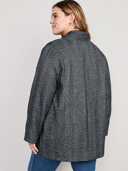 Image number 8 showing, Soft-Brushed Herringbone Button-Front Car Coat for Women