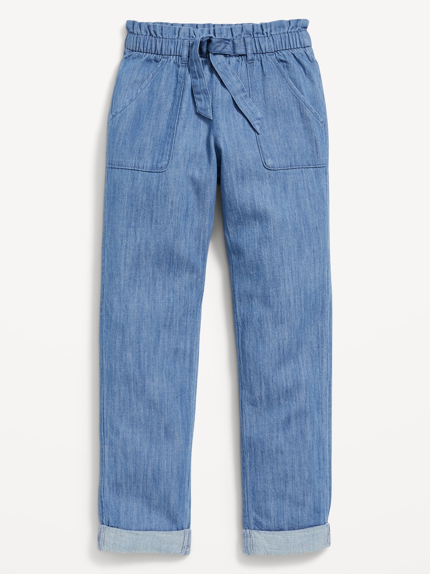 Chambray Tie-Front Tapered Utility Pants for Girls | Old Navy