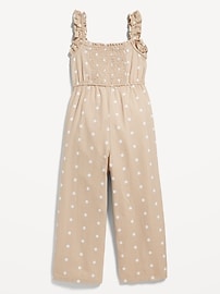View large product image 3 of 3. Ruffle-Trim Linen-Blend Jumpsuit for Girls