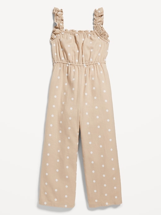 View large product image 2 of 3. Ruffle-Trim Linen-Blend Jumpsuit for Girls