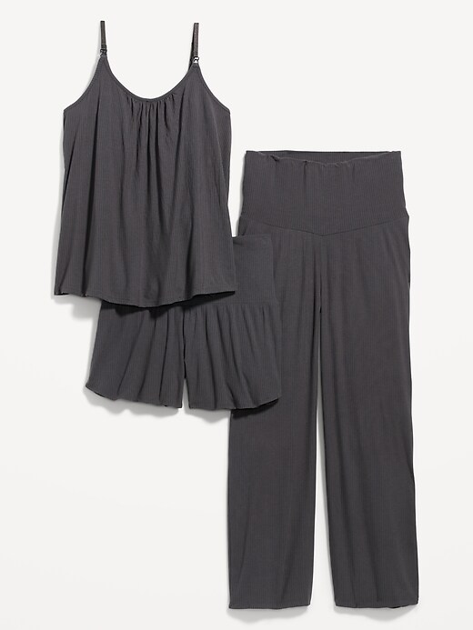 Maternity Sunday Sleep RibKnit 3Piece Lounge Set Old Navy