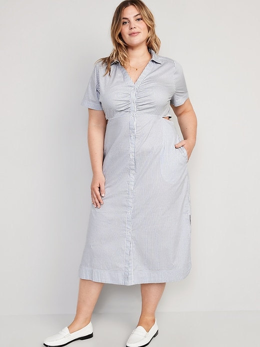 Image number 7 showing, Striped Cutout Midi Shirt Dress