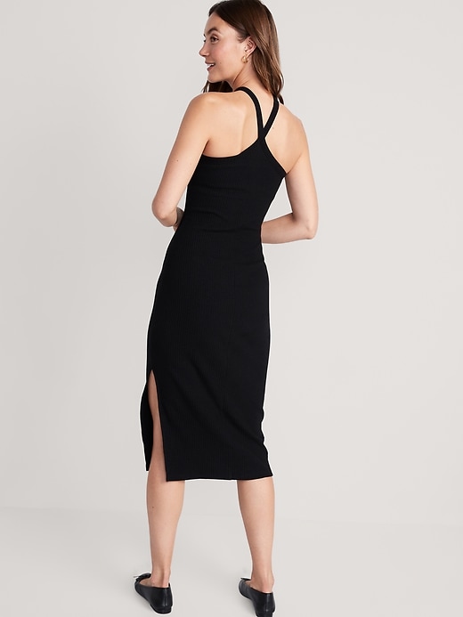 Fitted Rib-Knit Halter Midi Dress for Women | Old Navy