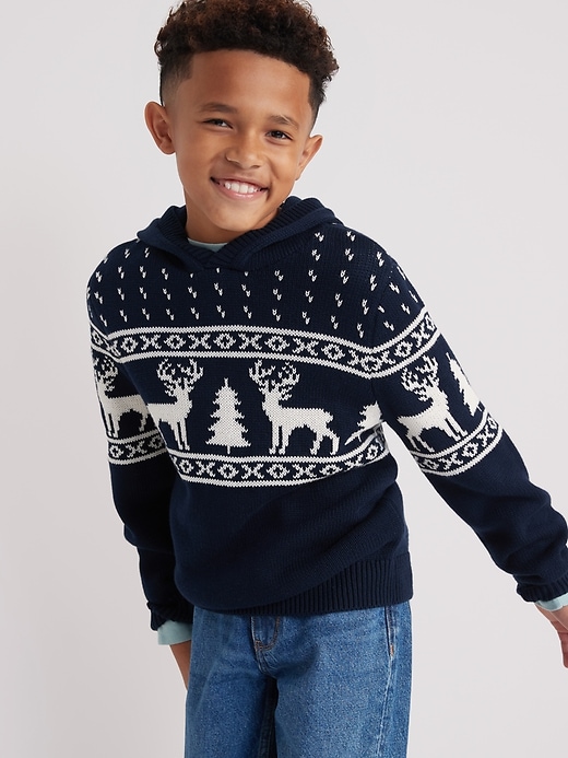 View large product image 1 of 3. Cozy Fair Isle Pullover Sweater Hoodie  for Boys